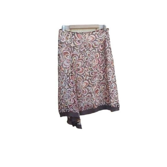 Vtg Worthington Skirt Womens 12 Asymmetrical Ruffle Hem Warm Butterfly Print - Picture 1 of 8